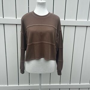 Hollister Brown Boxy Crop Long Sleeve Shirt